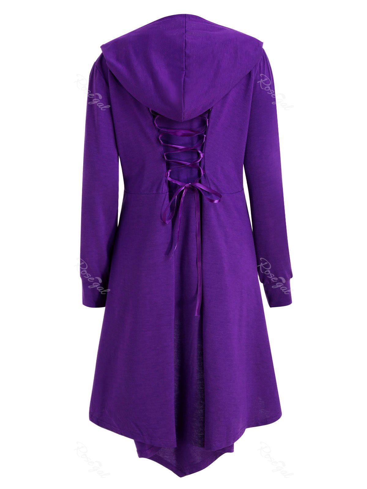 

Plus Size Maxi High Low Hooded Coat, Purple