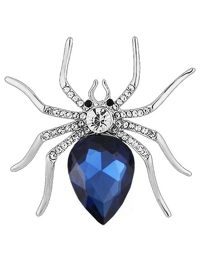 

Rhinestone Embellished Spider Shape Alloy Brooch, Silver and blue