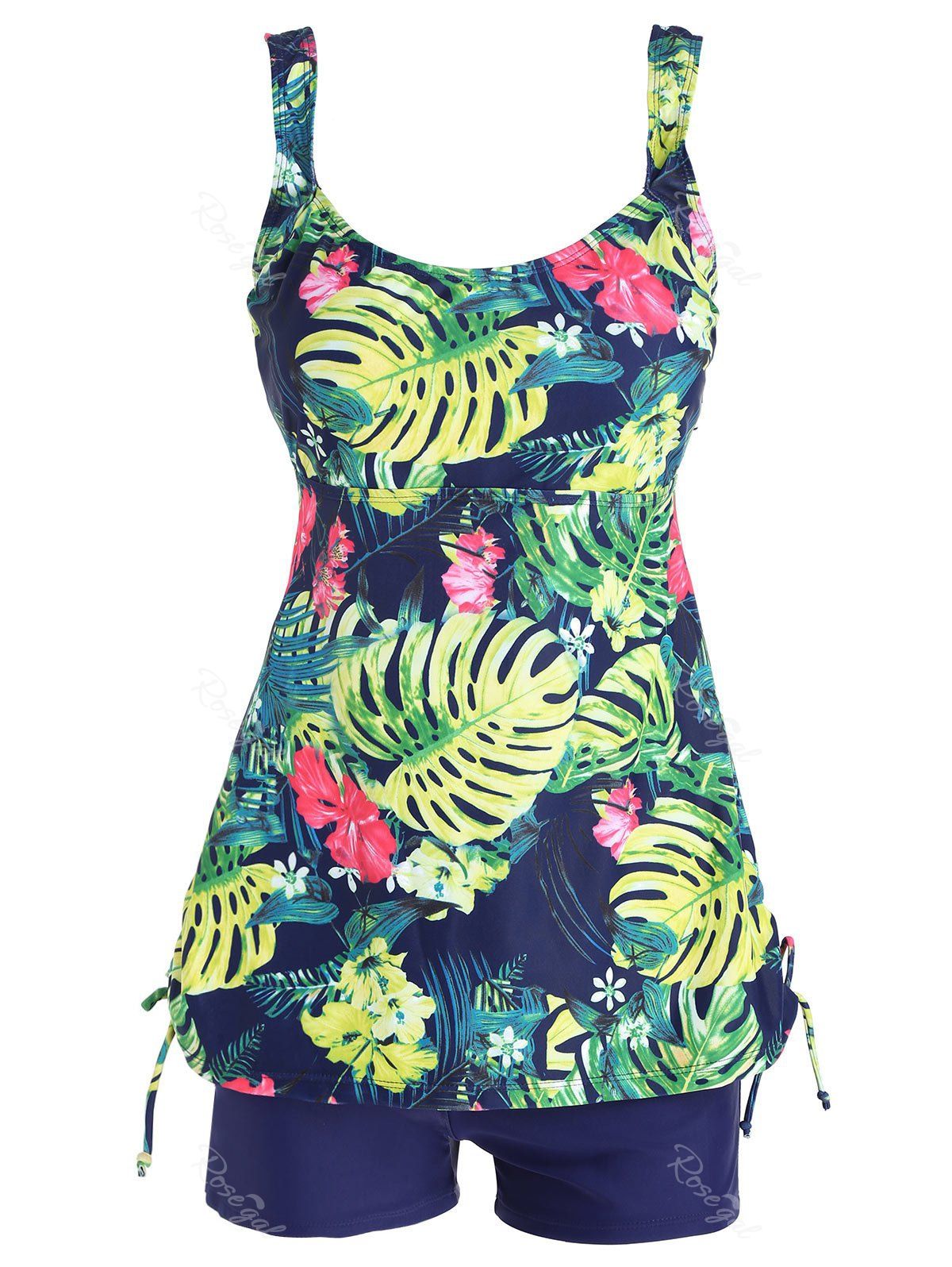 [42% OFF] Tropical Print Plus Size Tankini Swimwear | Rosegal