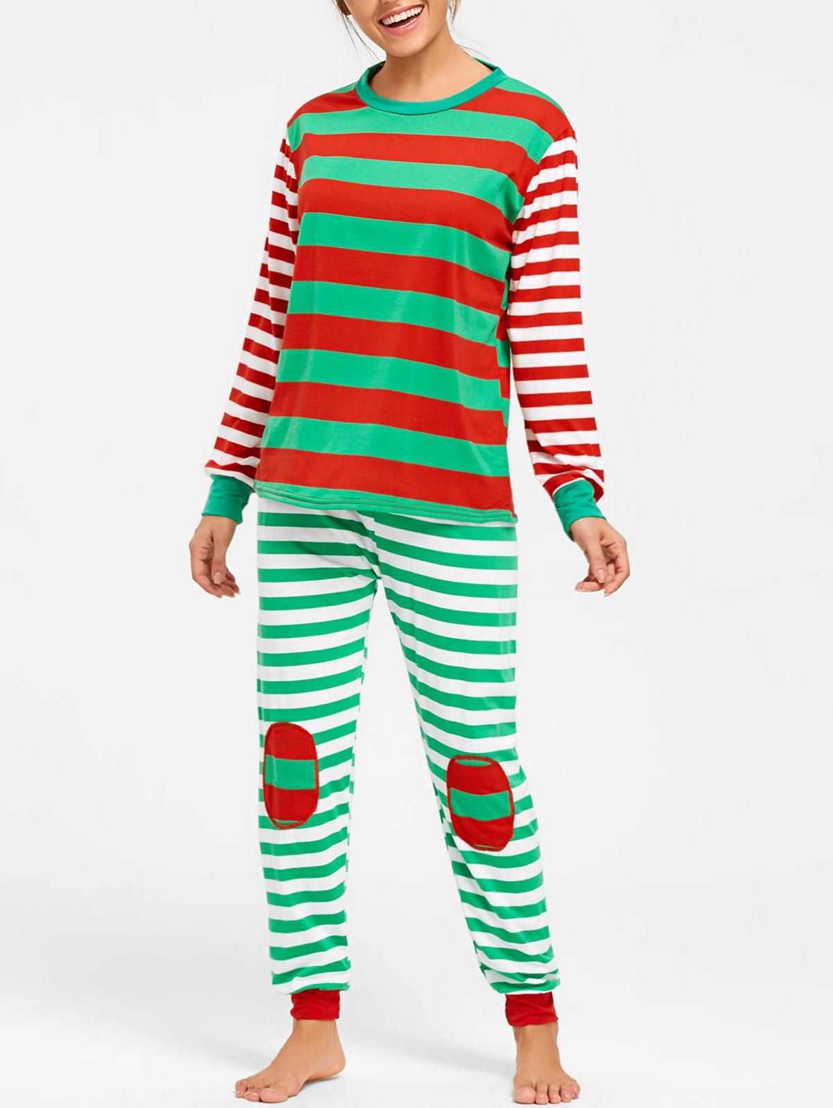 

Striped Christmas Pajama Set, Colormix