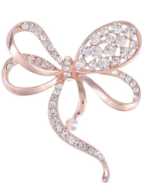 

Rhinestone Hollow Out Bowknot Metal Brooch, Rose gold