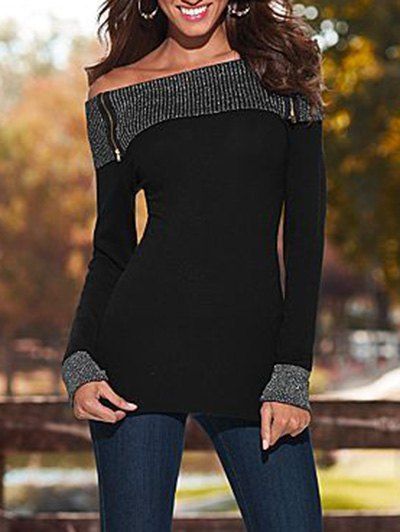 

Off Shoulder Slim Fit Tee, Black