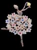 Rhinestoned Flower Dancing Fairy Brooch -  