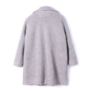 Gray 2xl Long Sleeve Lapel Collar Fleece Coat | RoseGal.com