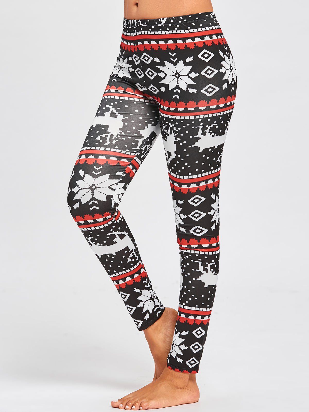 

Christmas Snowflake ELK Printed Slim Leggings, Floral