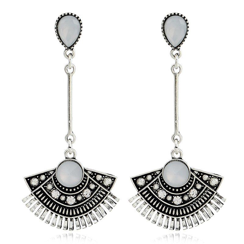 

Waterdrop Vintage Sector Shape Earrings, Silver