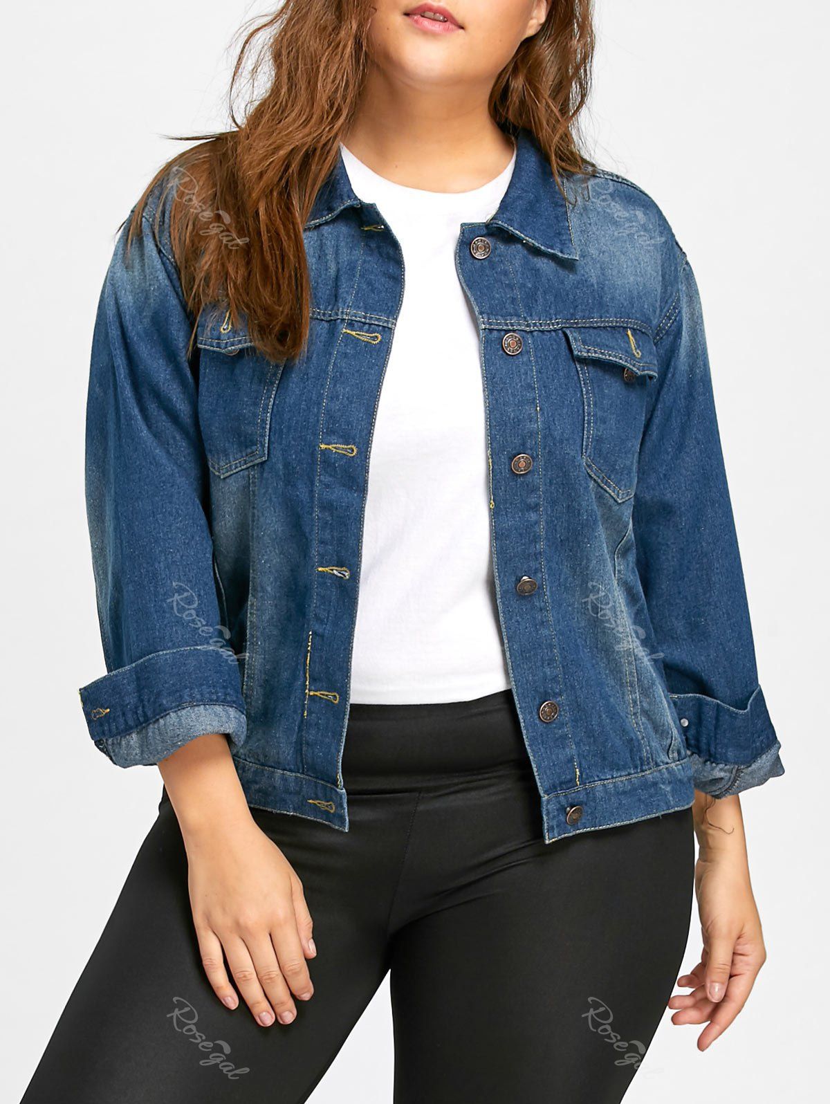 embroidered denim jacket plus size