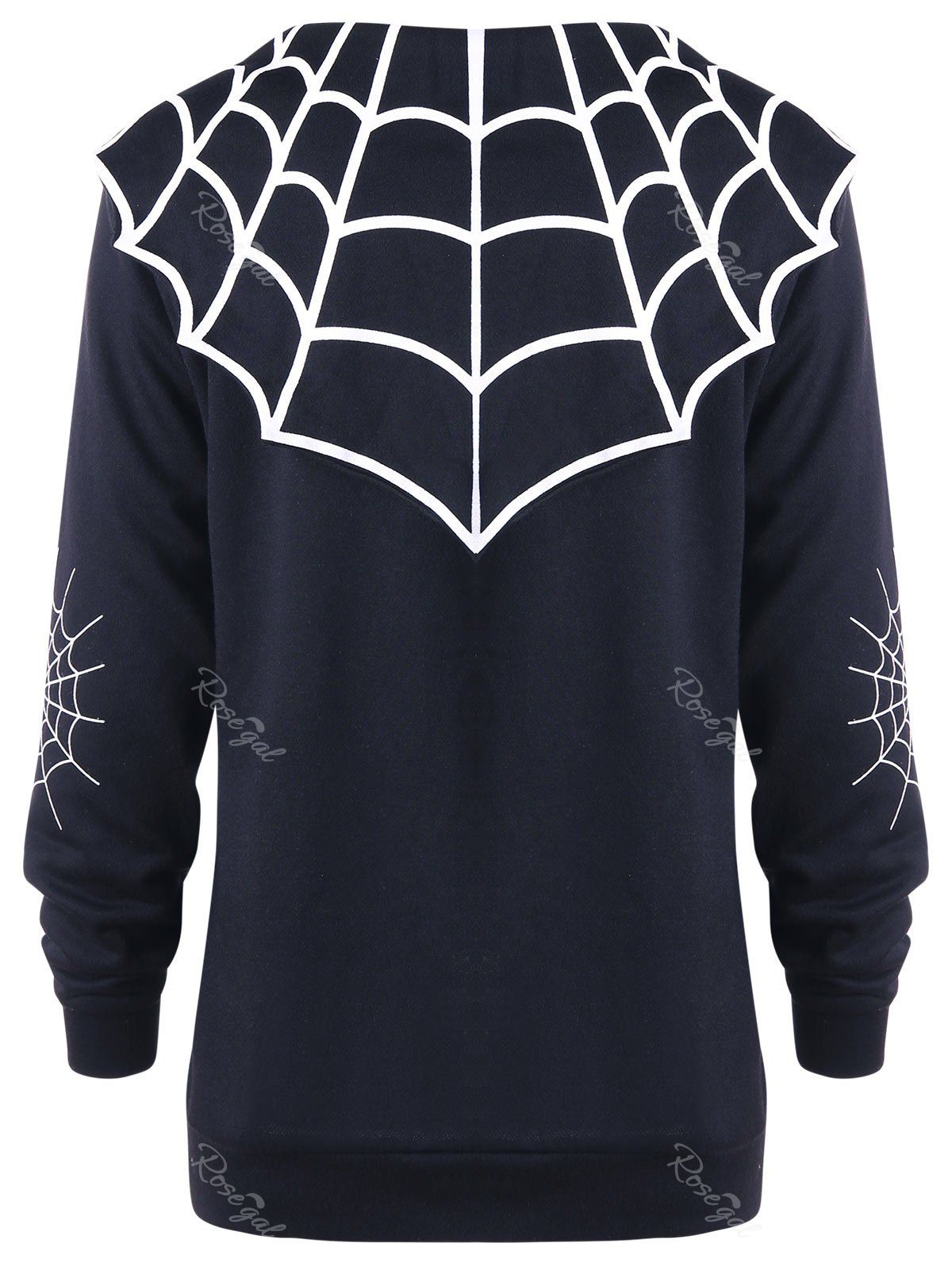 

Halloween Plus Size Spider Web Monochrome Coat, Black