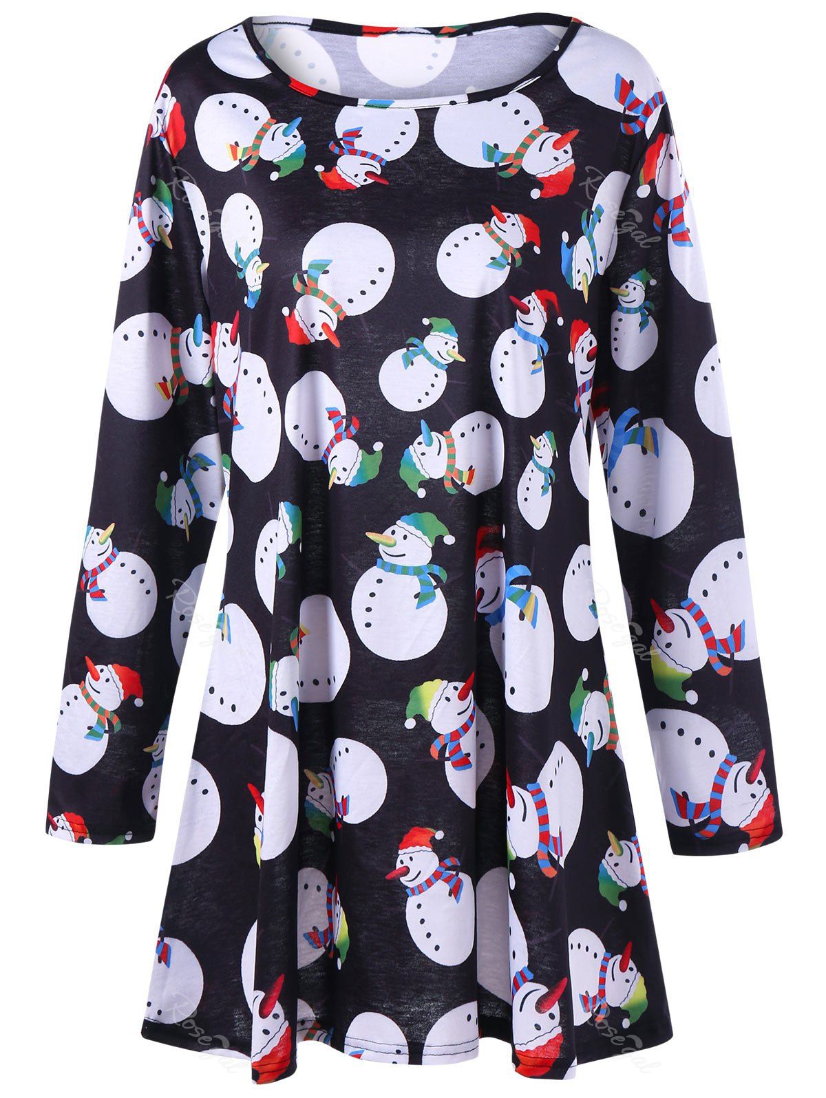 

Plus Size Snowman Christmas Tee Dress, Black