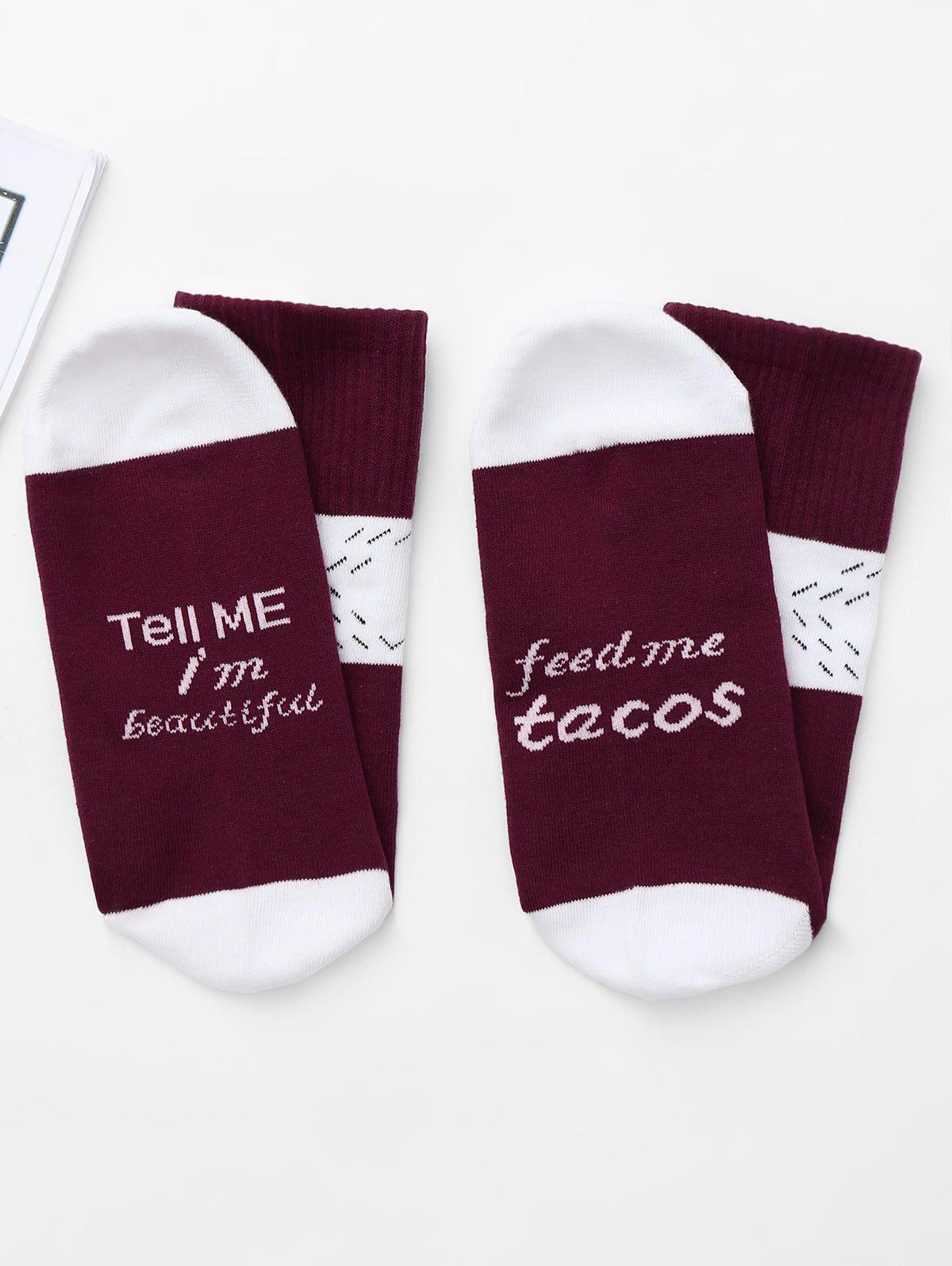 

Color Block Graphic Christmas Socks, Wine red