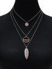 Feather Hollow Half Round Three Layered Necklace -  