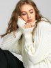 Turtleneck Cable Knit Chunky Sweater -  