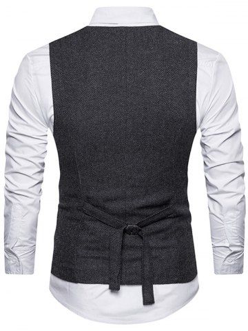 

Double Breasted Belt Design Waistcoat, Black