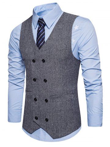 

Double Breasted Belt Design Waistcoat, Gray