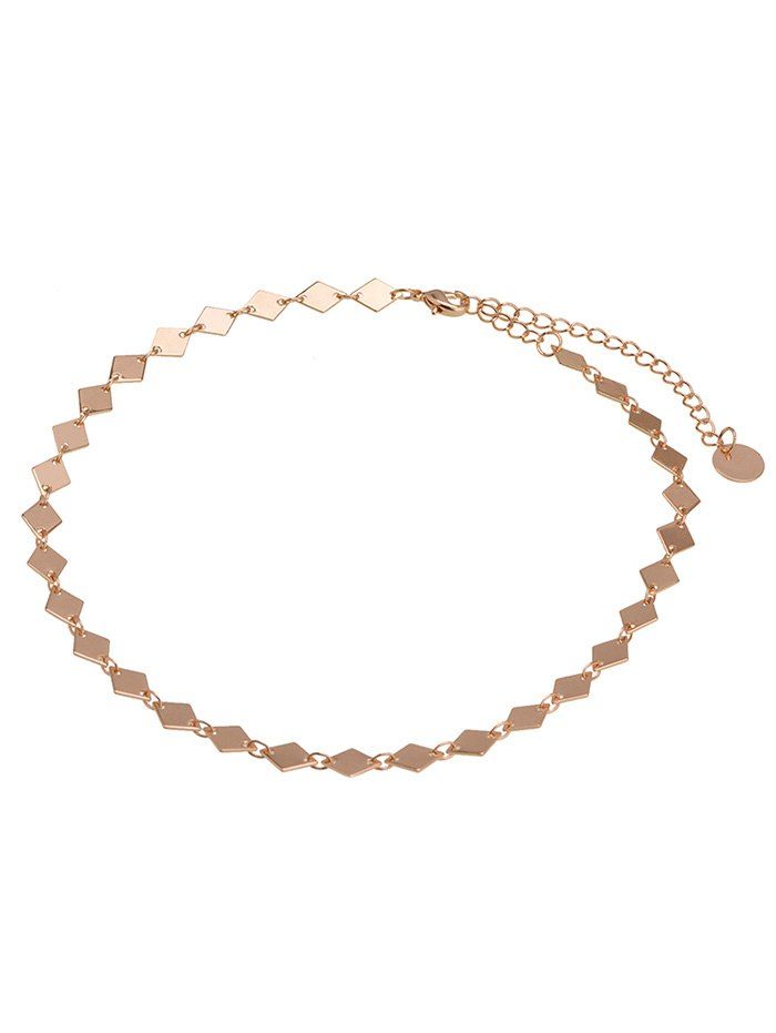 

Geometric Design Round Chain Choker Necklace, Golden