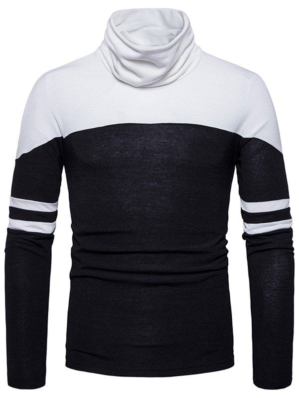 

Color Block Cowl Neck Varsity Stripe Sweater, Black