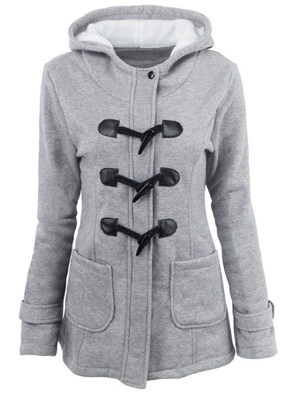 

Hooded Jacket with Front Pockets, Light gray