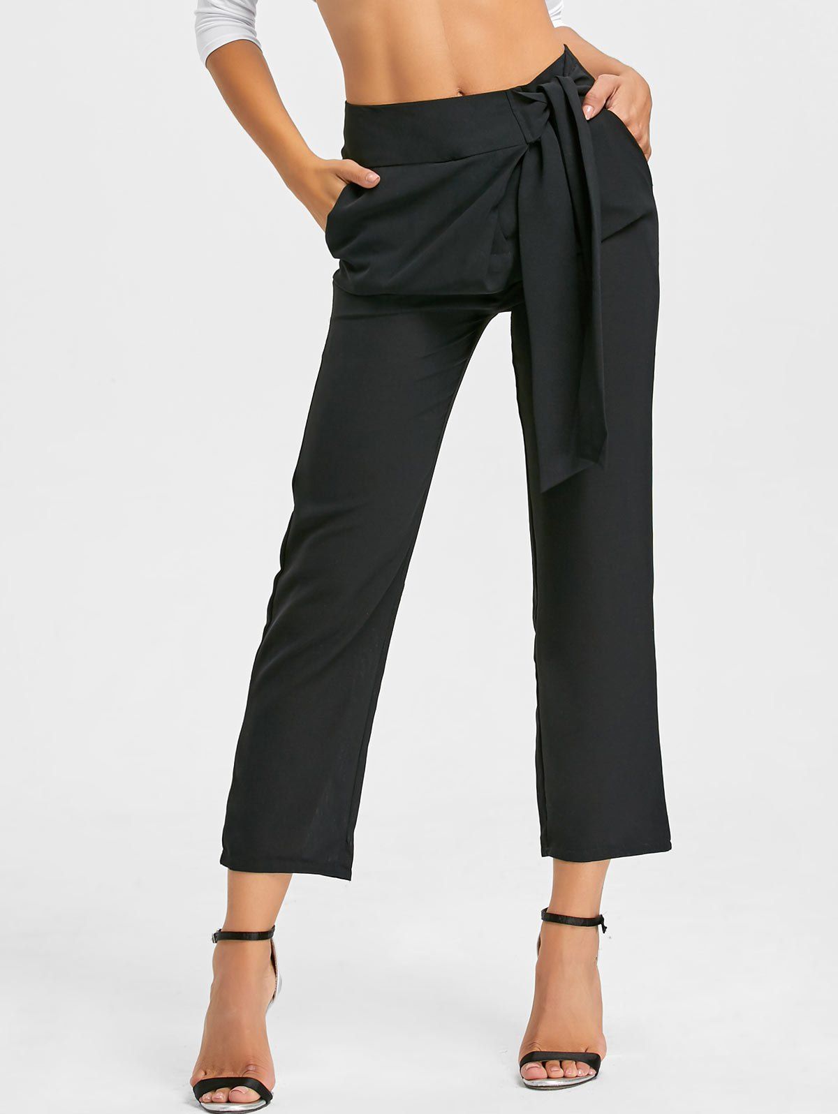 

Tie Up High Wasited Pants, Black