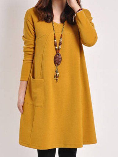 

Pocket Swing Dress, Mustard