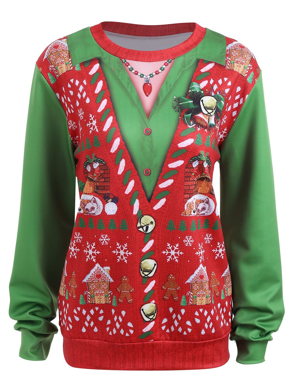 

Plus Size Light Up Christmas Snow Ugly Sweatshirt, Red