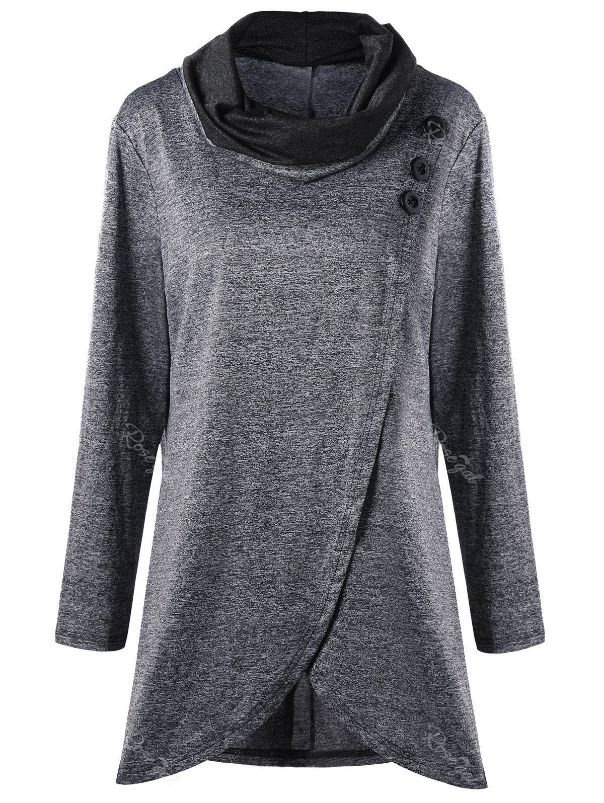 

Plus Size Marled Cowl Neck Tunic Top, Gray