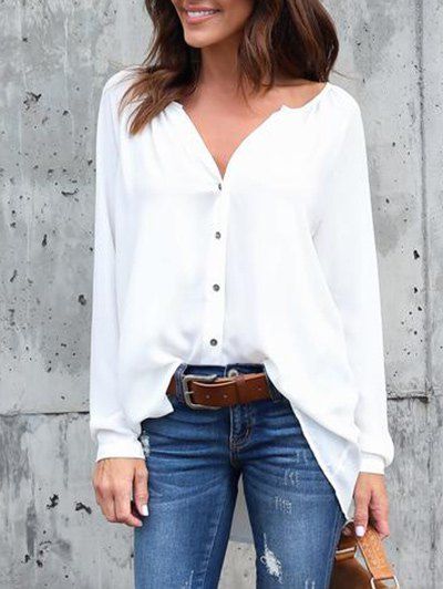 

Chiffon V Neck Tunic Blouse, White