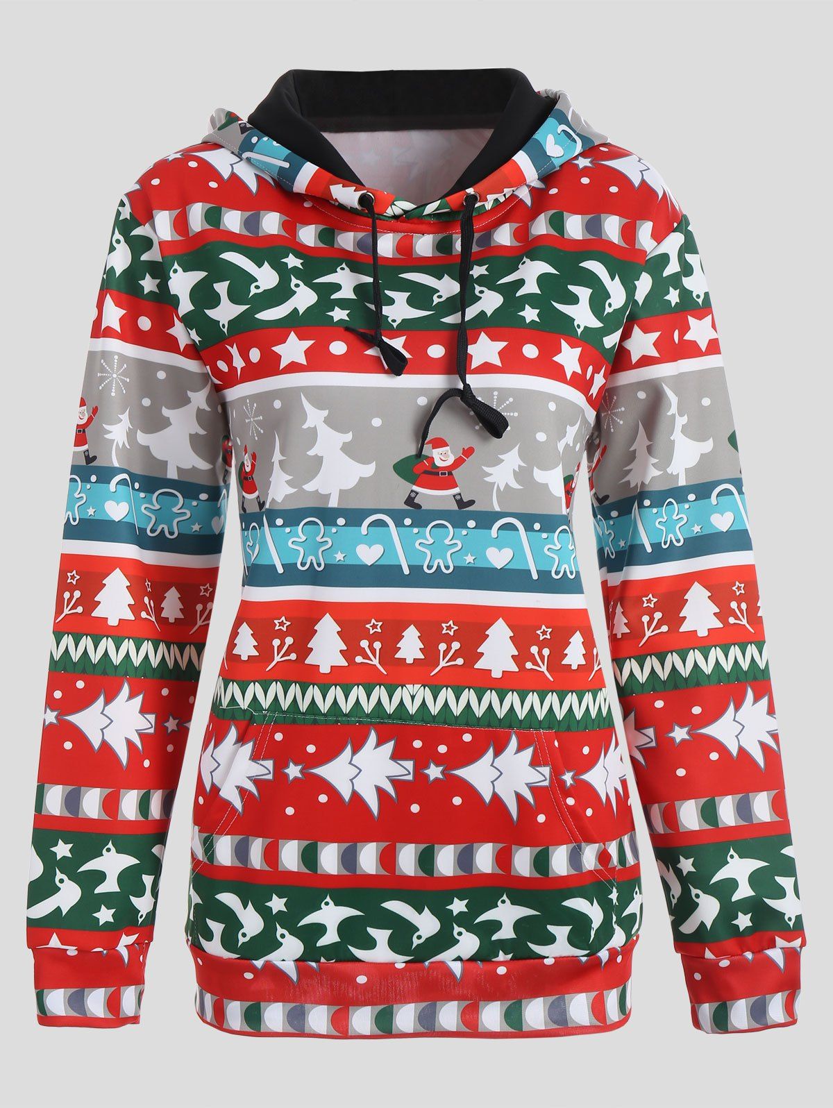 

Christmas Tree Santa Claus Snowflake Hoodie, Colormix