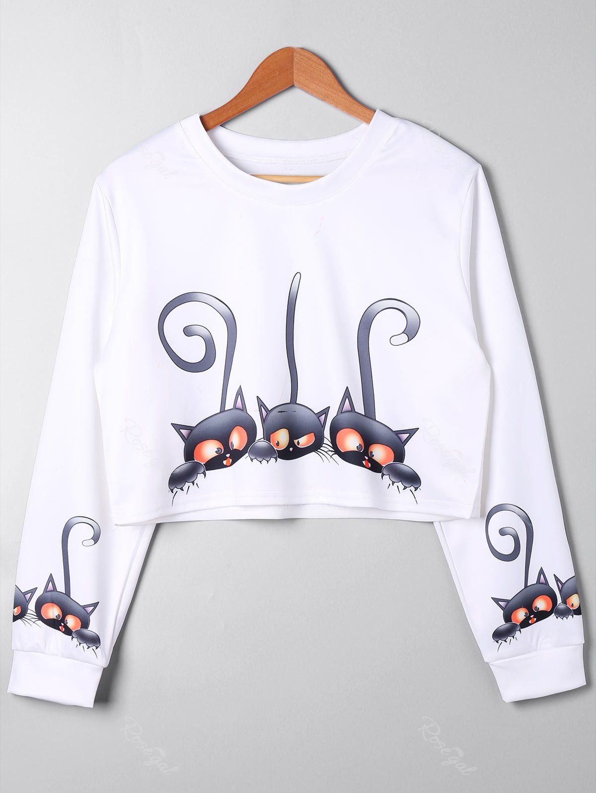 

Plus Size Cartoon Cropped Sweatshirt, White