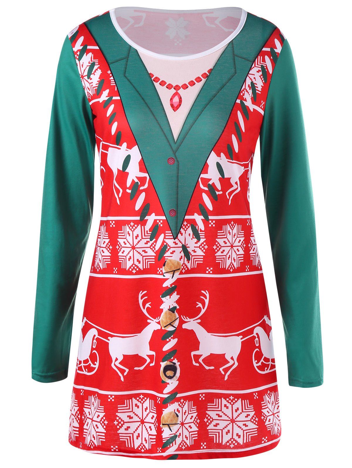 

Christmas Reindeer Longline Top, Red