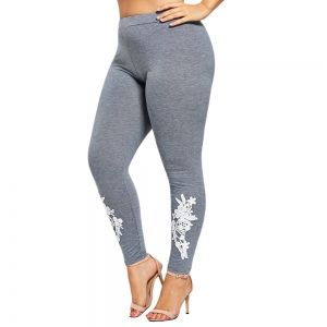 

Plus Size Appliqued Skinny Jersey Leggings, Gray