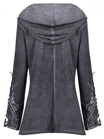 

Crochet Insert Plus Size Hoodie, Dark gray