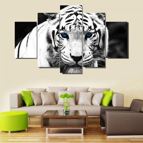 

White Tiger Print Split Canvas Wall Art Paintings