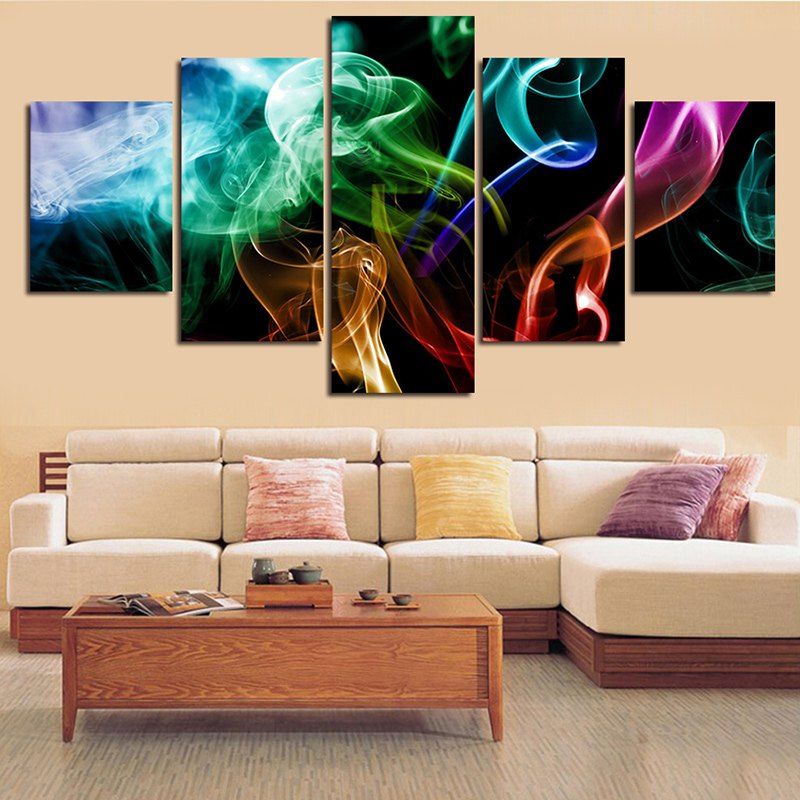 

Colorful Smoke Printed Split Unframed Canvas Paintings