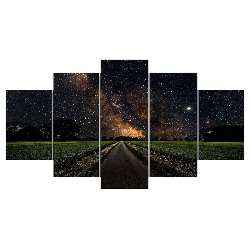 

Starry Sky Road Unframed Canvas Wall Art Paintings, Colorful