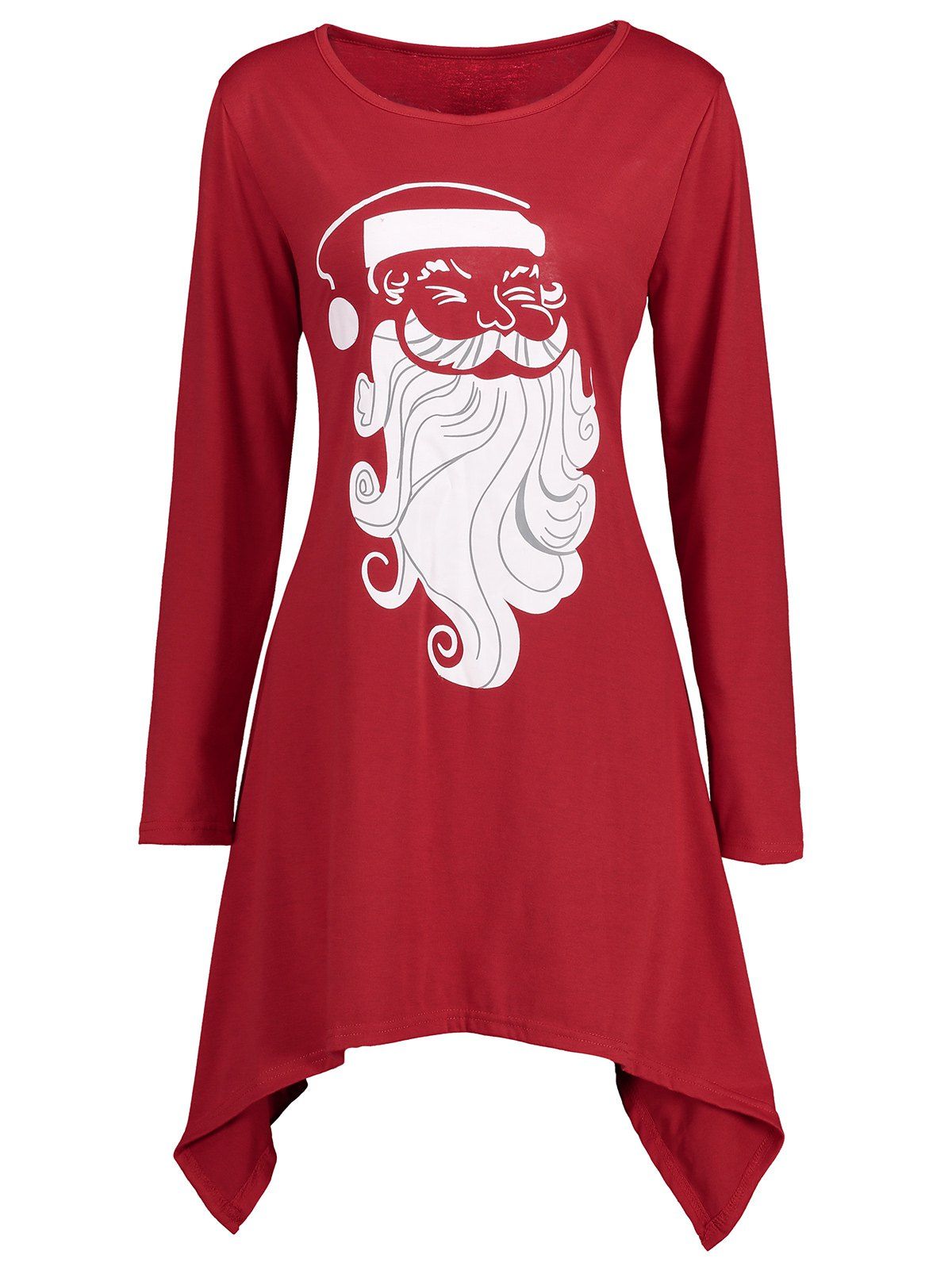 

Christmas Santa Claus Asymmetrical Longline Tee, Red