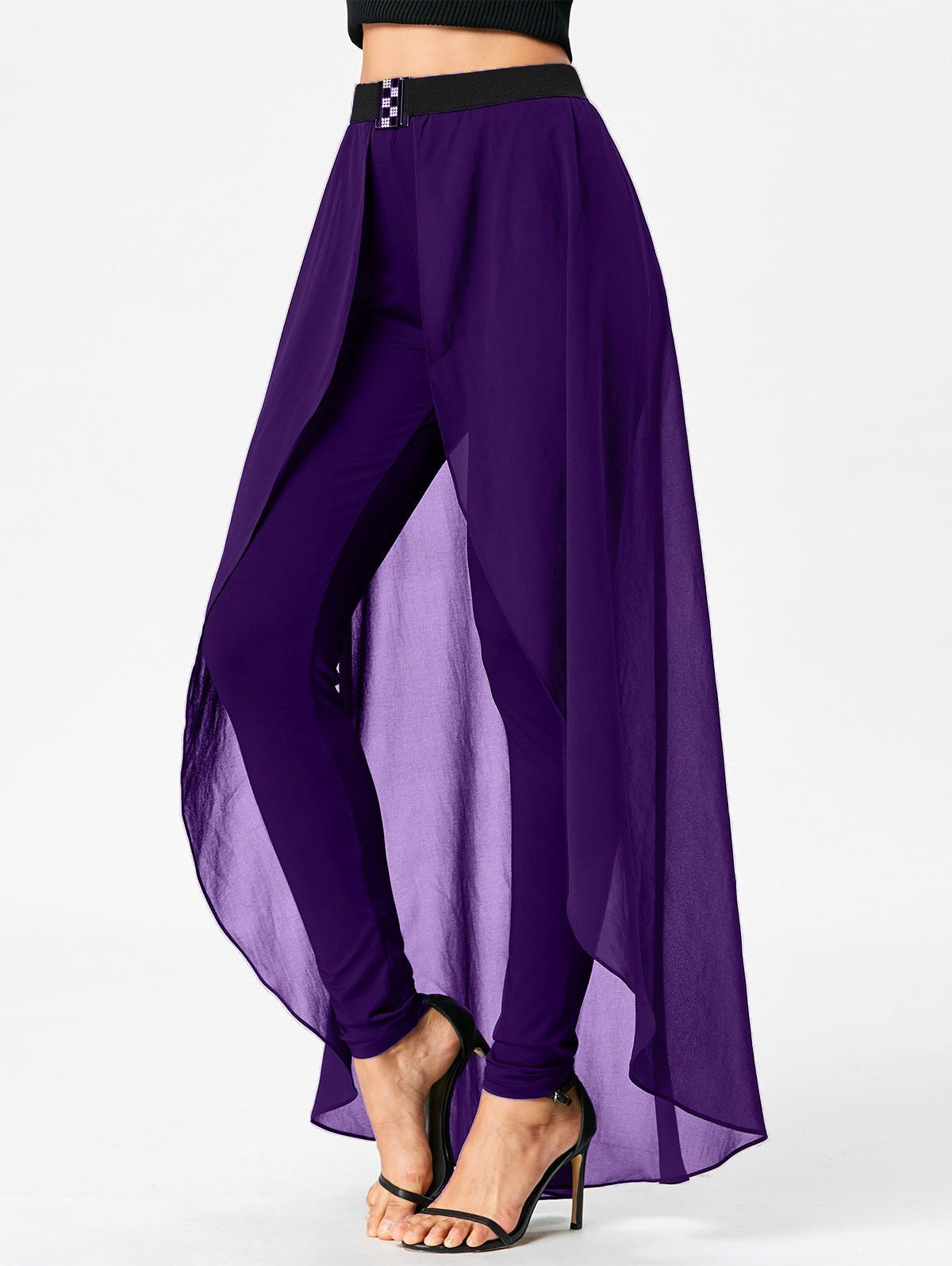 

Slimming High Waist Skirted Pants, Purple