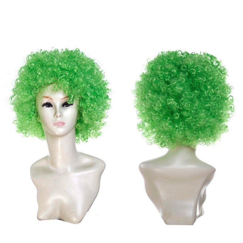 

Short Fluffy Afro Curly Clown Fans Carnival Party Wig, Green