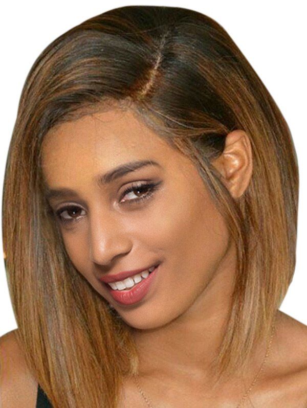 

Short Side Parting Straight Bob Colormix Human Hair Wig