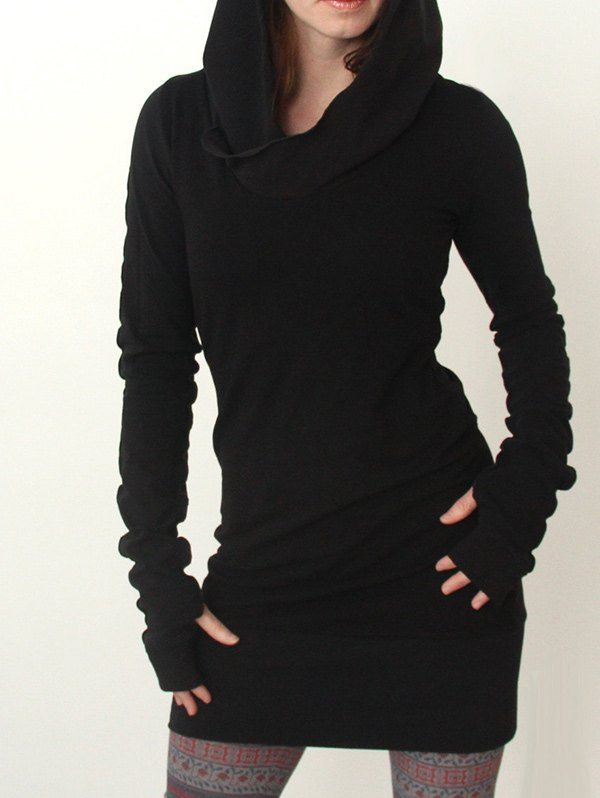 

Bodycon Hoodie Dress, Black