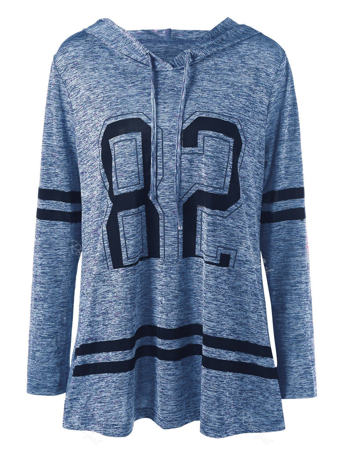 

Plus Size Graphic Marled Tunic Hoodie, Azure blue