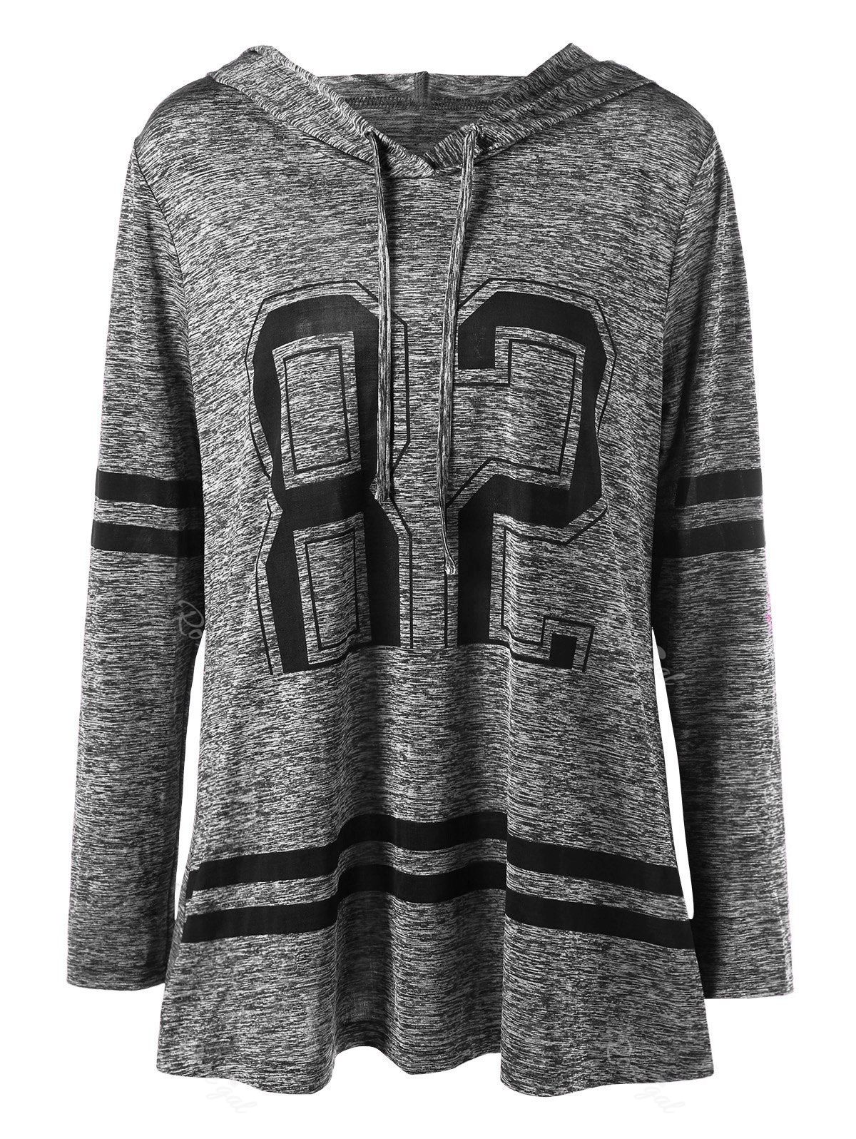 

Plus Size Graphic Marled Tunic Hoodie, Black grey