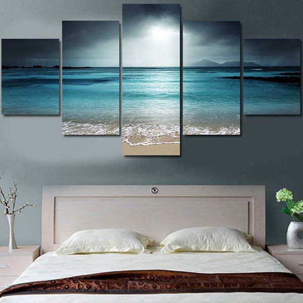 

Sea Wave and Beach Printed Unframed Canvas Paintings, Blue