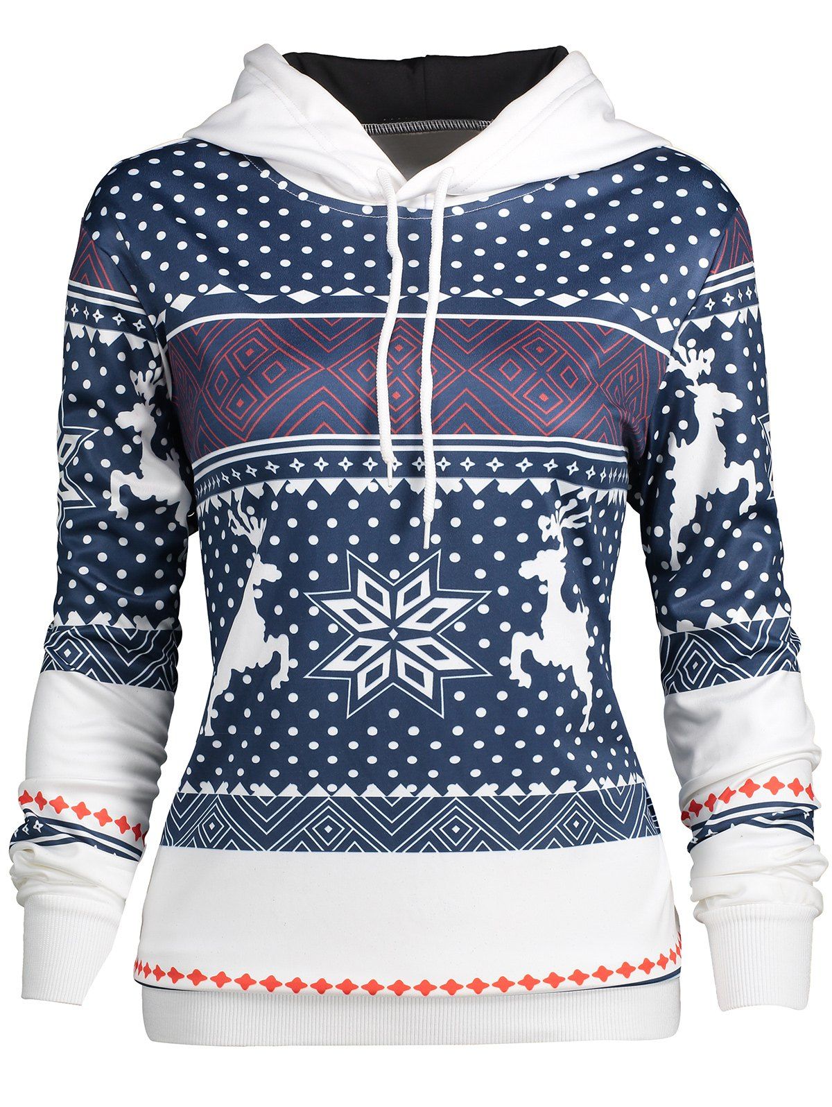 

Christmas Snowflake Elk Print Hoodie, Colormix