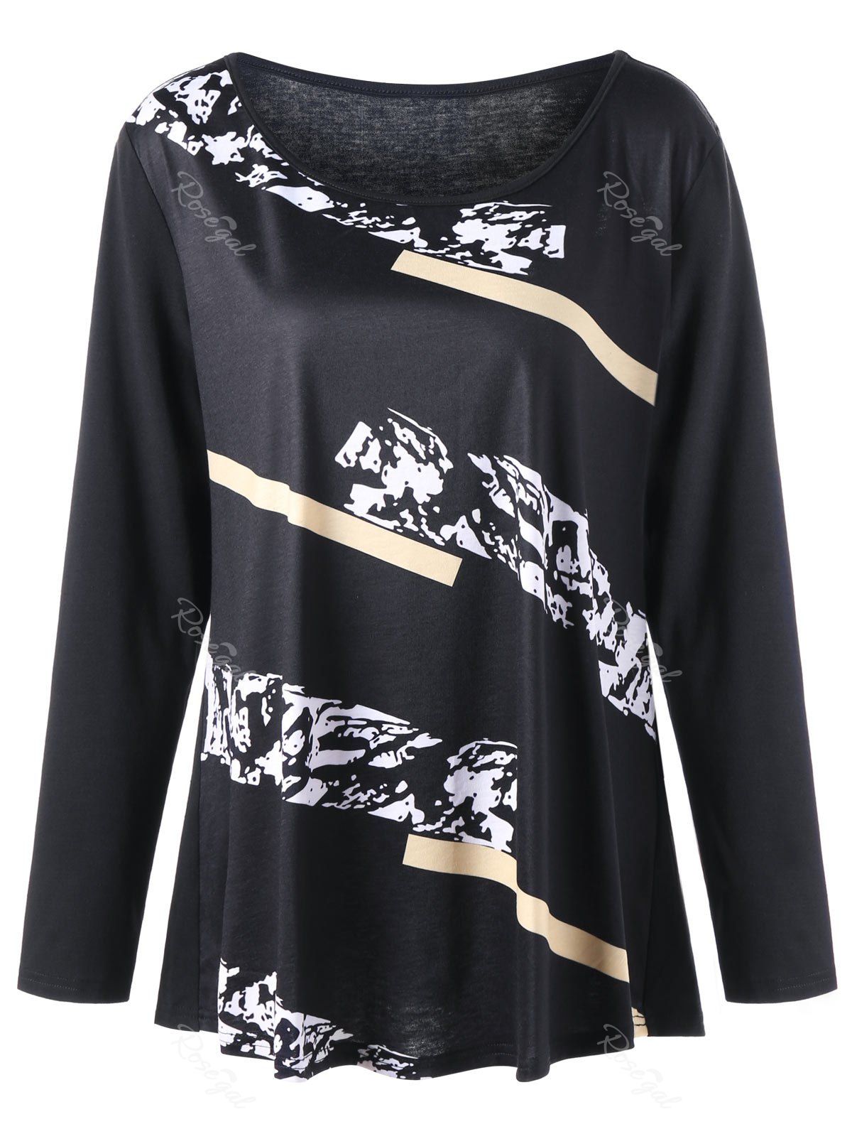 

Plus Size Graphic Long Sleeve Top, Black