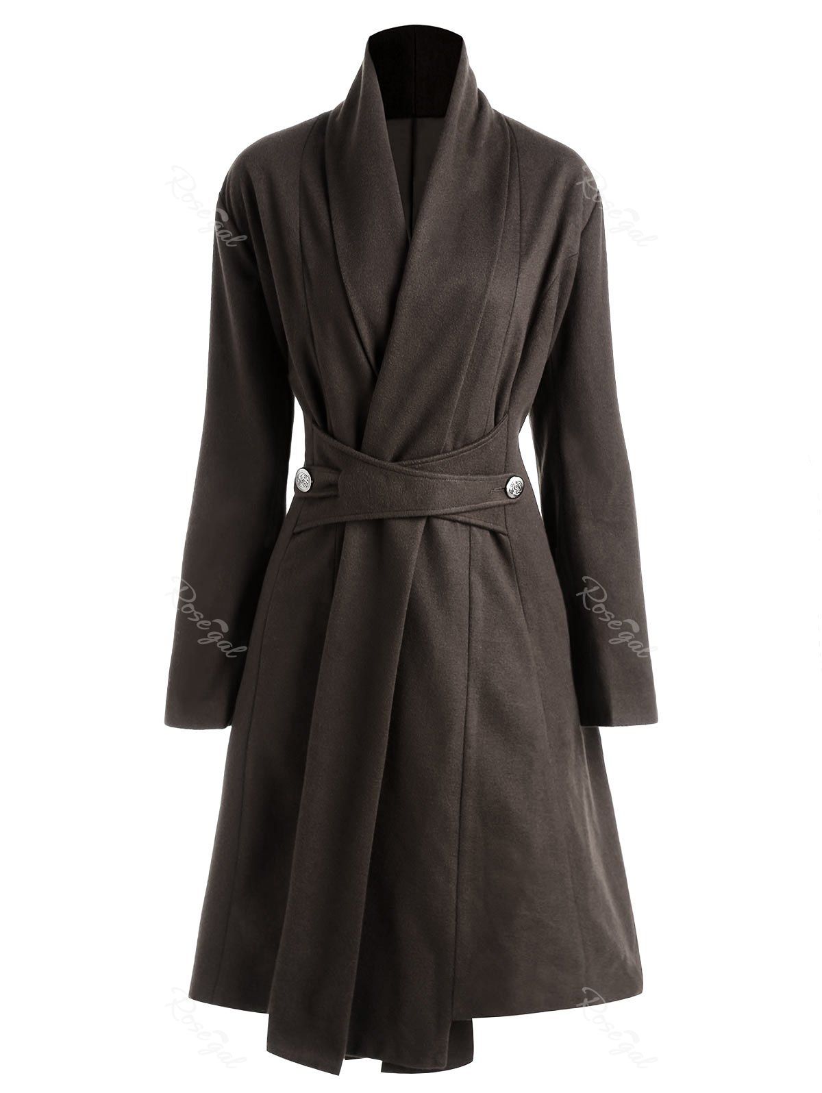 

Plus Size Lapel Wool Blend Coat, Coffee