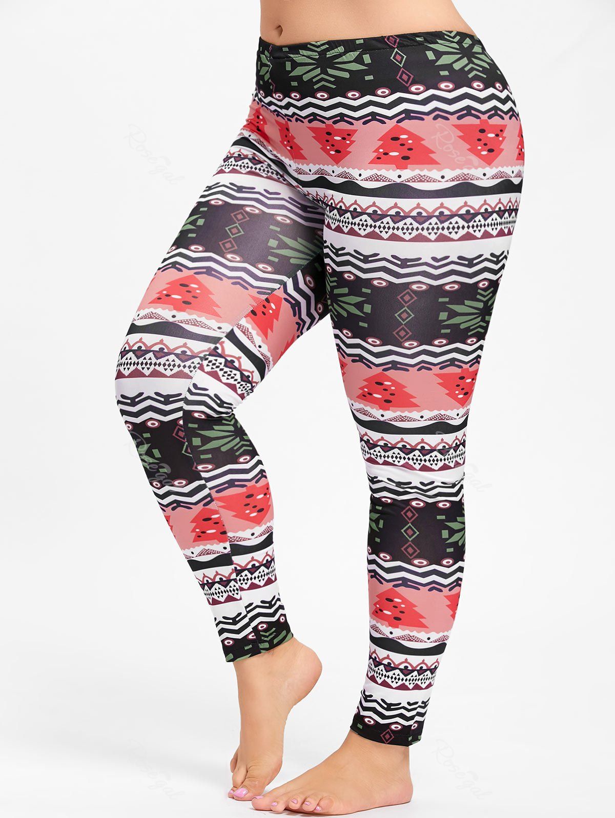 

Plus Size Slim Christmas Snowflake Leggings, Floral