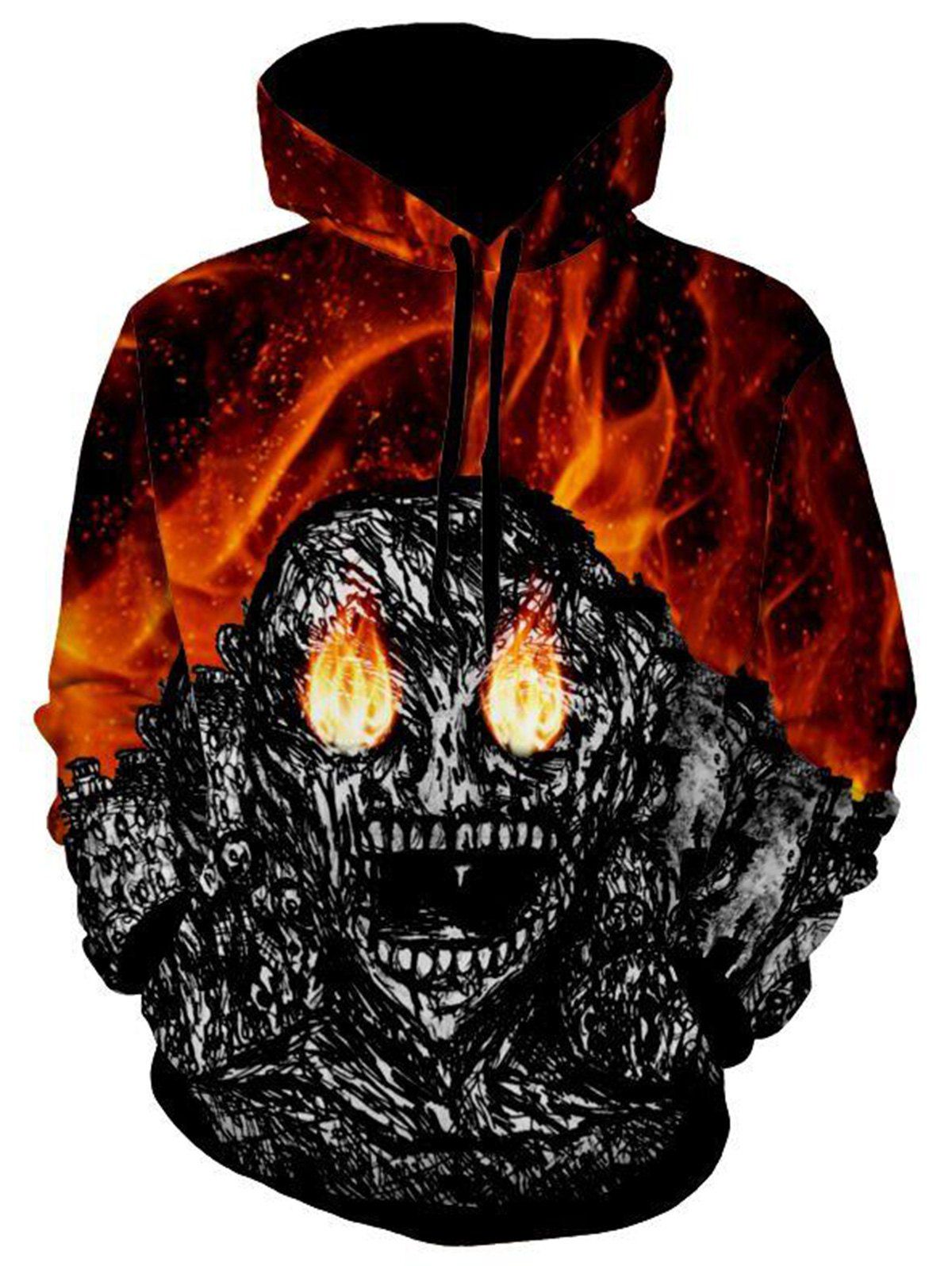

Devil Print Kangaroo Pocket Halloween Hoodie, Black