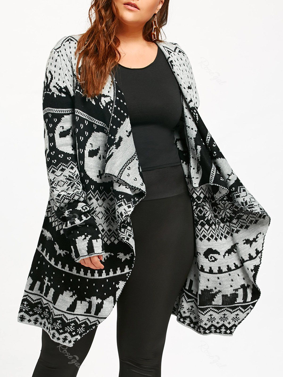 

Halloween Skull Plus Size Knitted Tunic Cardigan, Light gray