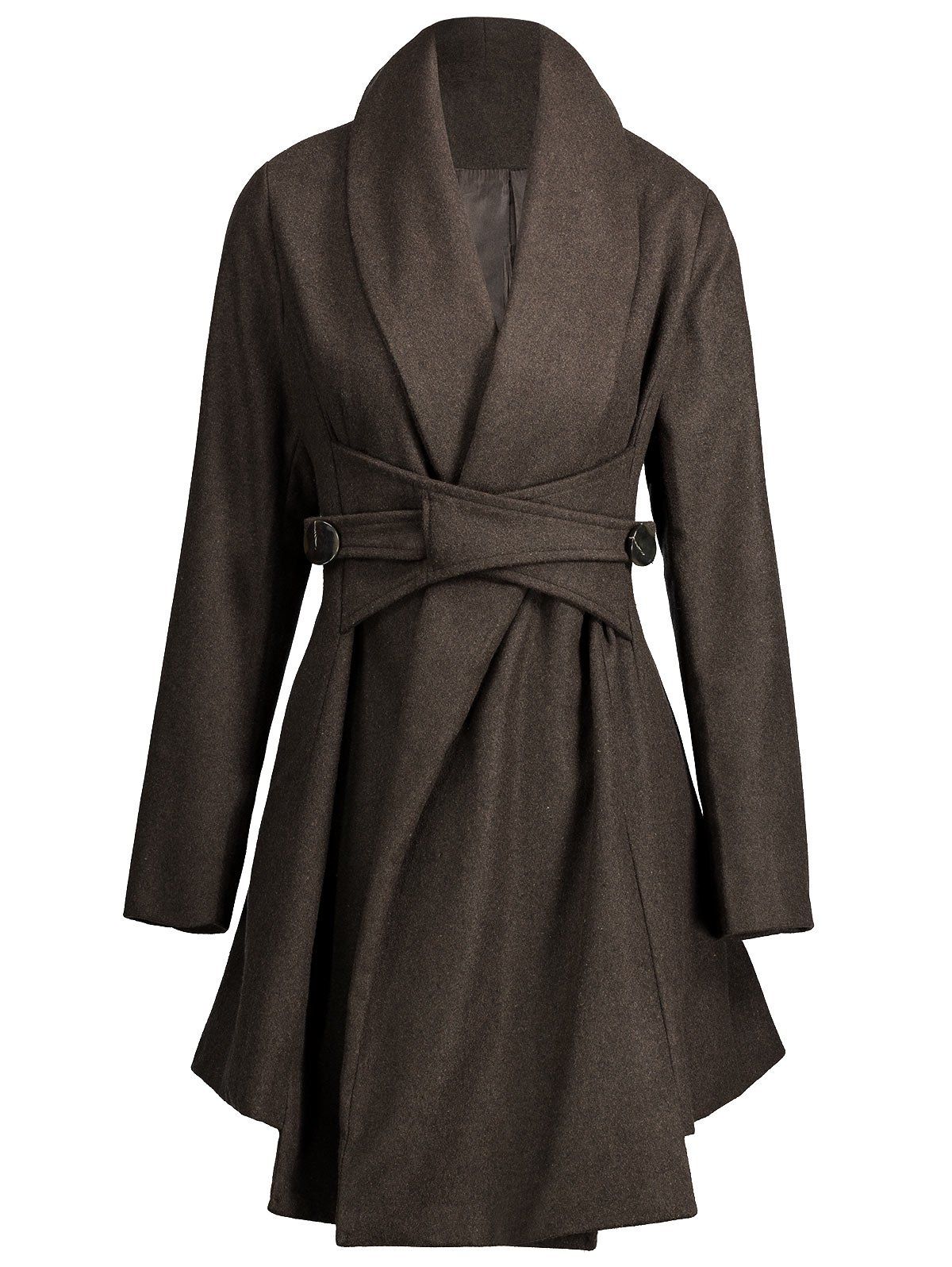 [67% OFF] Turn Down Collar Asymmetrical Felt Coat | Rosegal