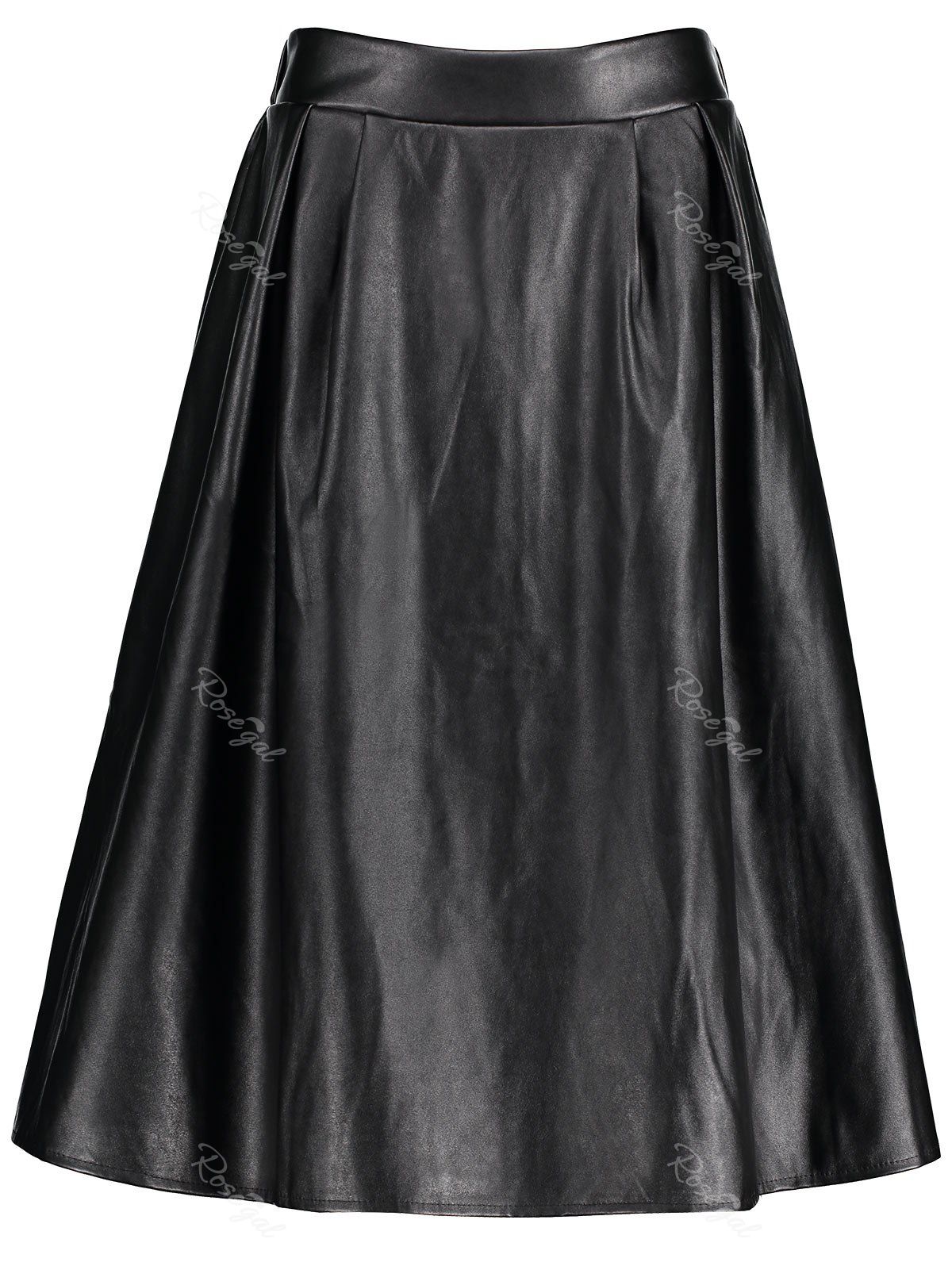 

Midi Faux Leather Plus Size Skirt, Black